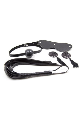 Ensemble Bondage noir - 4 pièces - 332400012